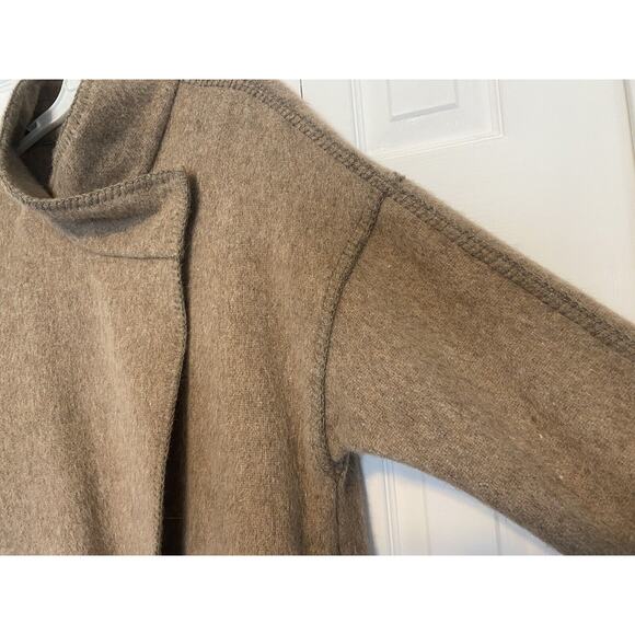Andean Wool Alpaca Wrap Coat Large Pockets Peru Cowl Neck Cross Body Closure - Picture 3 of 14